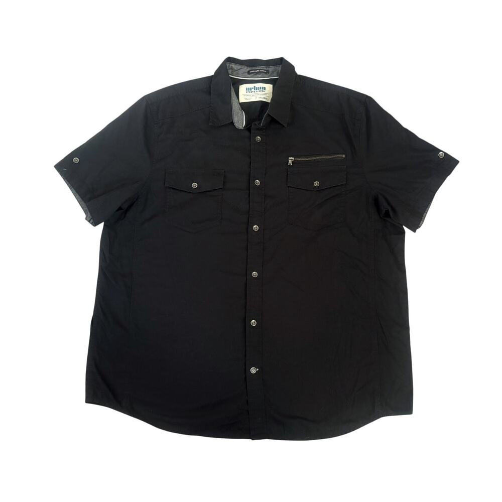 Urban Pipeline Black Short Sleeve Button Down Mens Size XXL